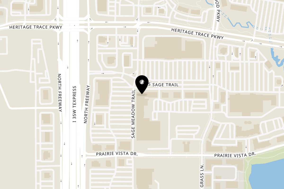 Map showing the location of Creative Memories The Sweet Spot Bakery on 2912 Texas Sage Trail in Fort Worth